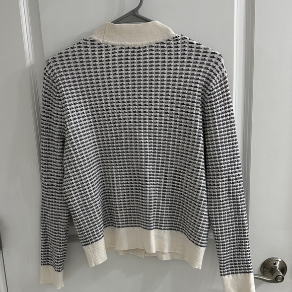 Navy and White Cardigan with Cream Accents - Picture 5 of 6